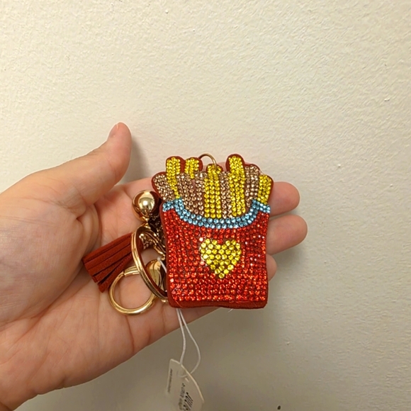 Fry-Shaped Keychain/Charm with Gold Accents - Picture 1 of 3